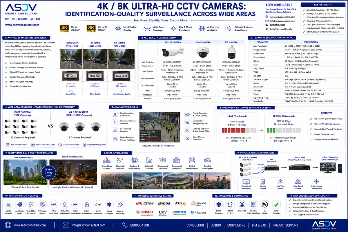 4K 8K Ultra-HD CCTV Cameras: Identification-Quality Surveillance Across Wide Areas
