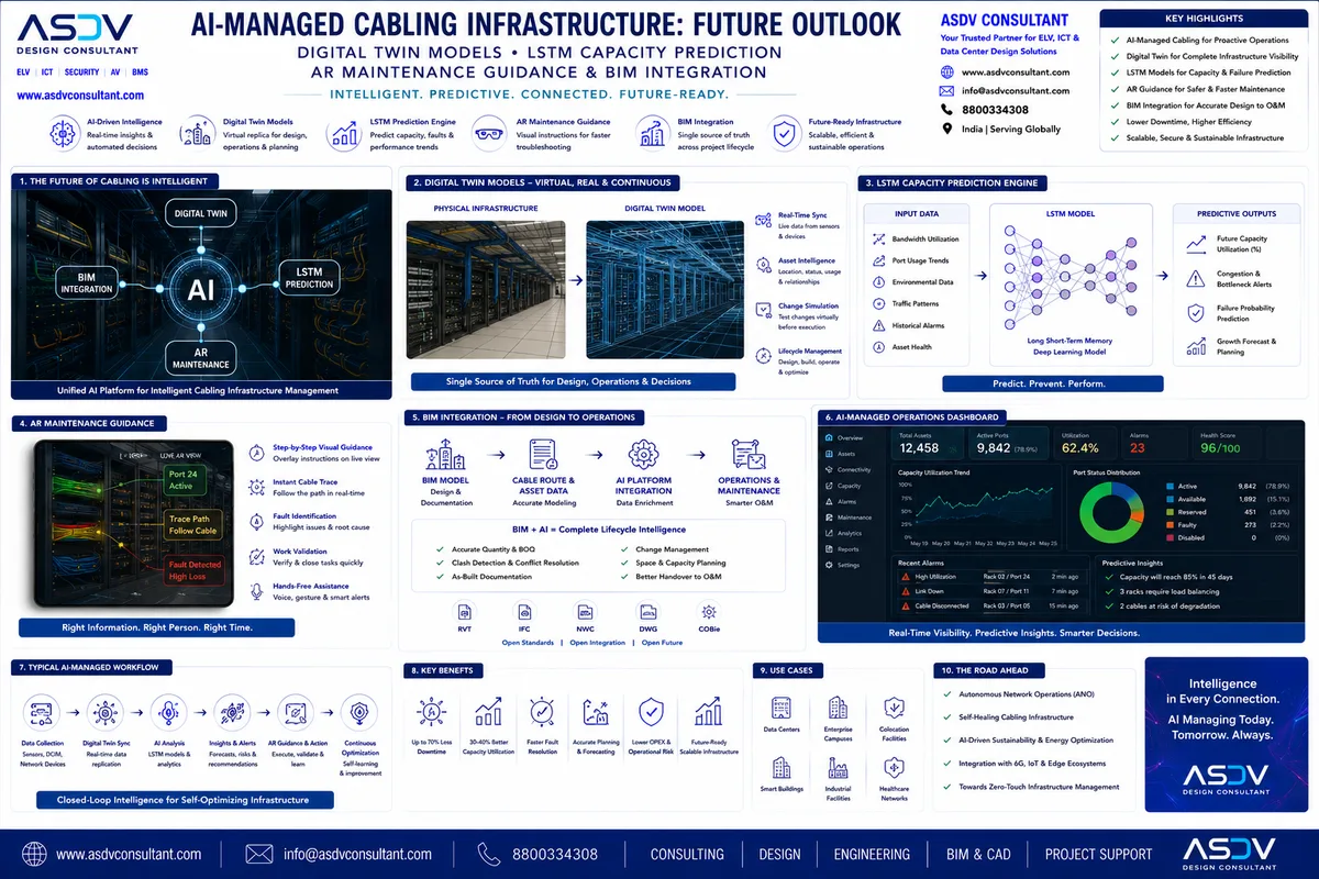 AI-Managed Cabling Infrastructure: Digital Twin, LSTM Capacity Prediction, AR Guidance & BIM | ASDV Future Outlook