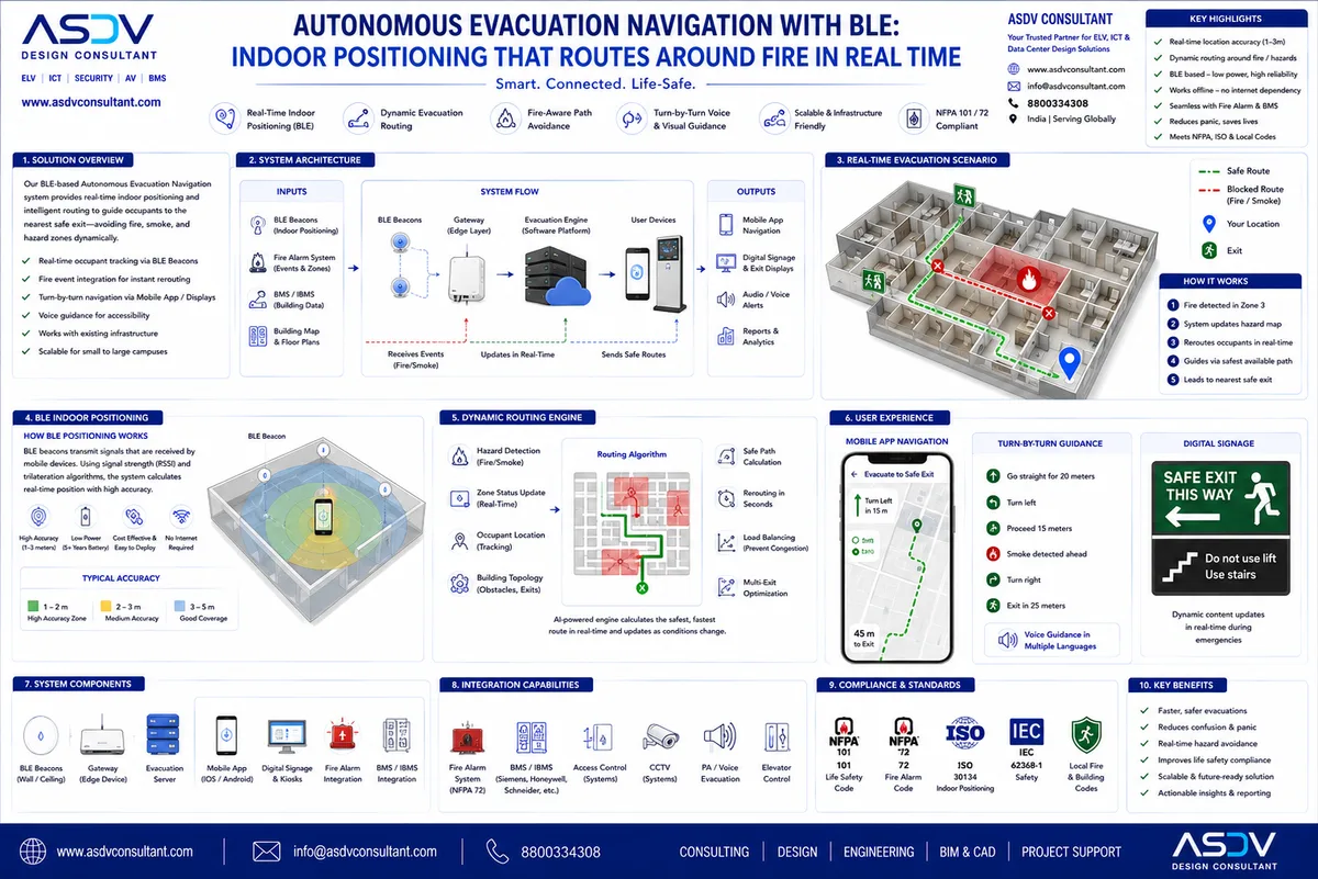 Autonomous Evacuation Navigation with BLE: Indoor Positioning for Fire Escape