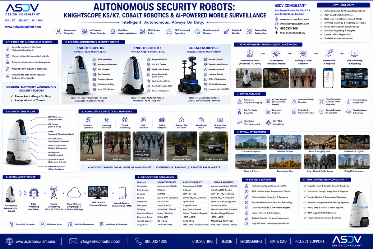 Autonomous Security Robots: Knightscope K5/K7, Cobalt Robotics & AI Mobile Surveillance