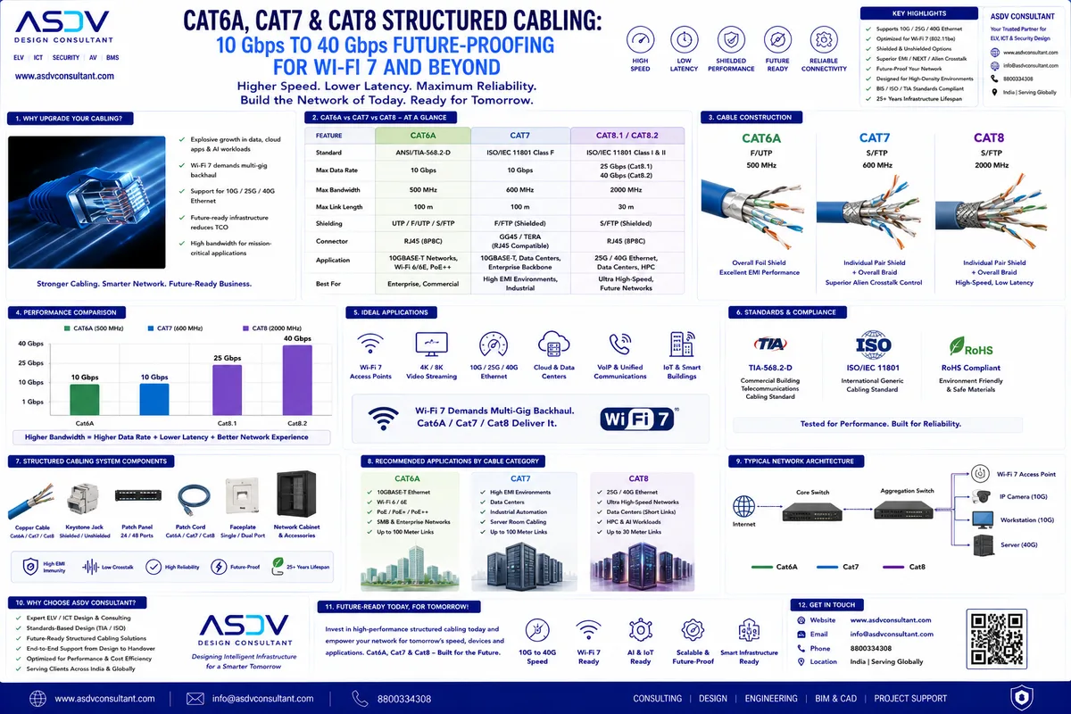 Cat6A / Cat7 / Cat8 Structured Cabling: 10G–40G Future-Proofing Guide