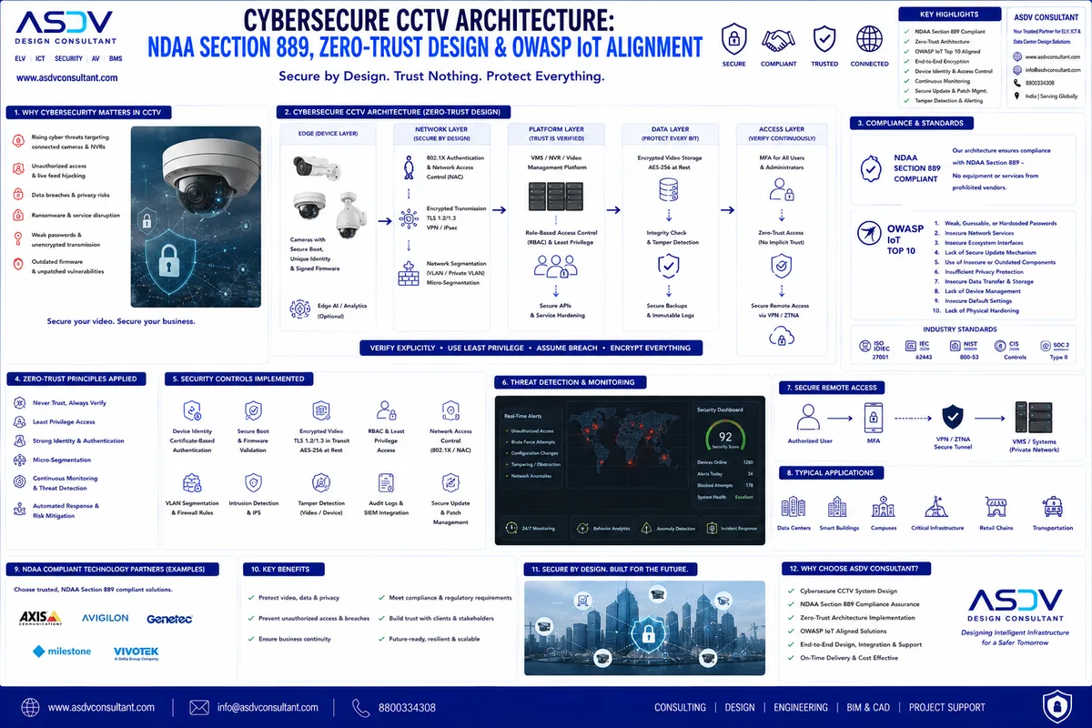 Cybersecure CCTV Architecture: NDAA Section 889, Zero-Trust & OWASP Alignment