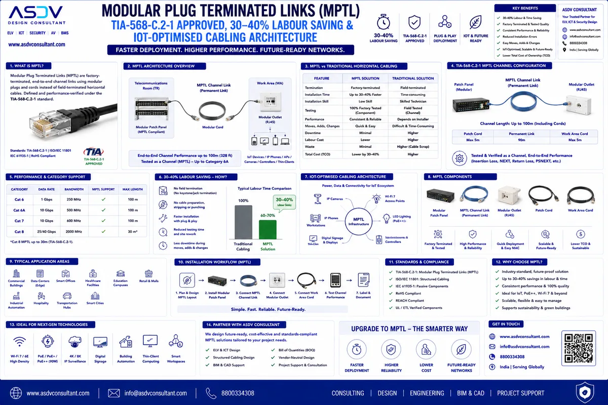 MPTL Modular Plug Terminated Links: TIA-568 Approval, 30–40% Labour Saving & IoT Design